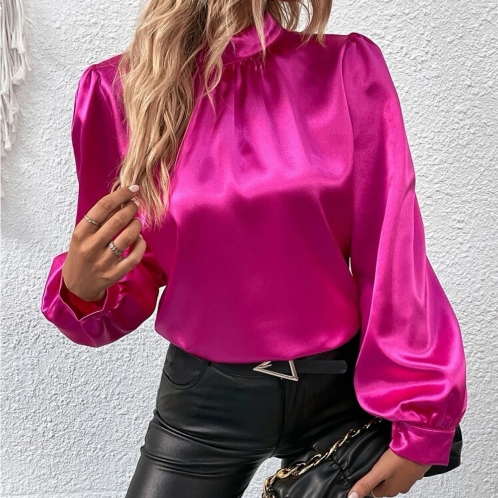 New Hot pink long sleeve top blouse